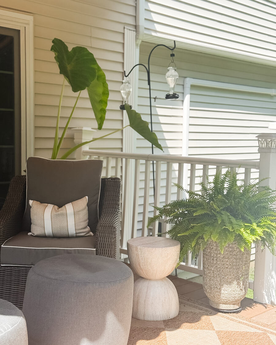 The porch in July. Everything here has been left outdoors since May.